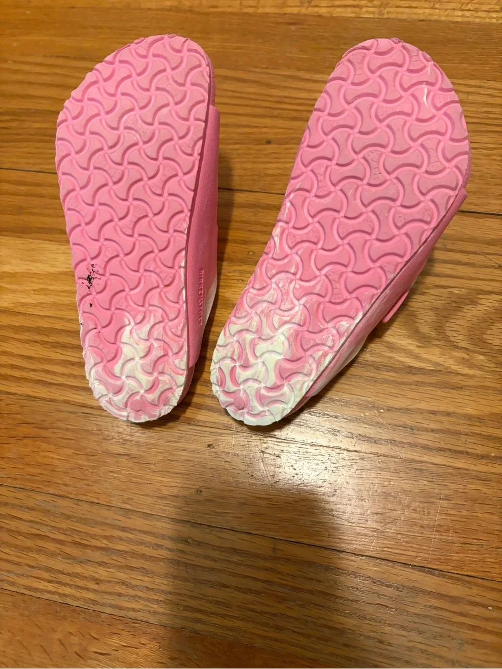 Birkenstock Pink Double-Buckle Kids Slide Sandals with White Accents